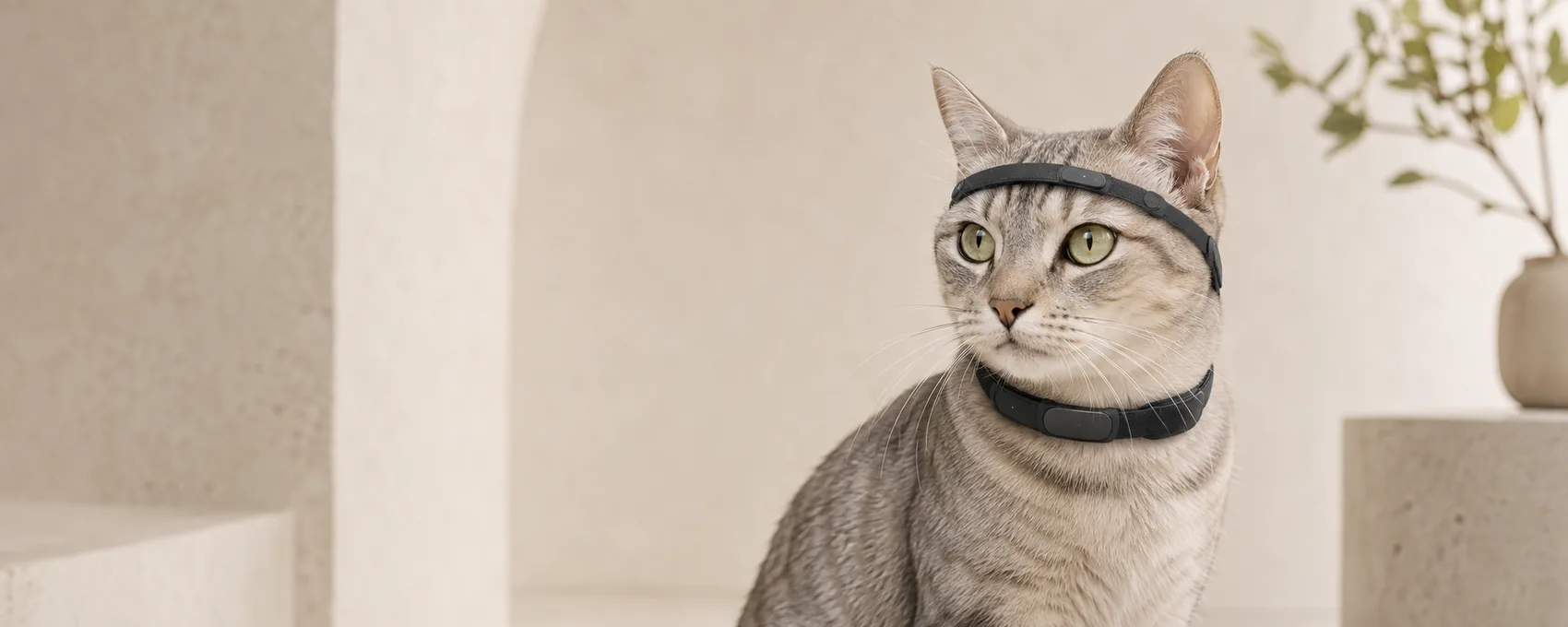 Cat wearing a Ninug head band and collar
