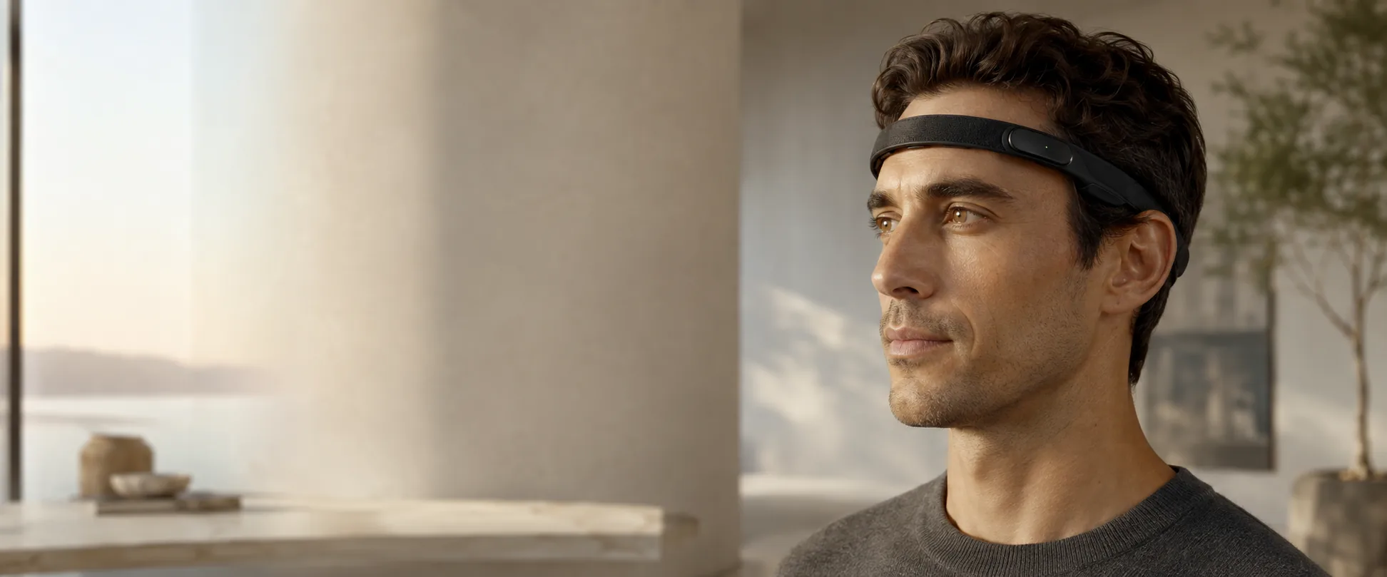 A person wearing the Ninug band across the forehead