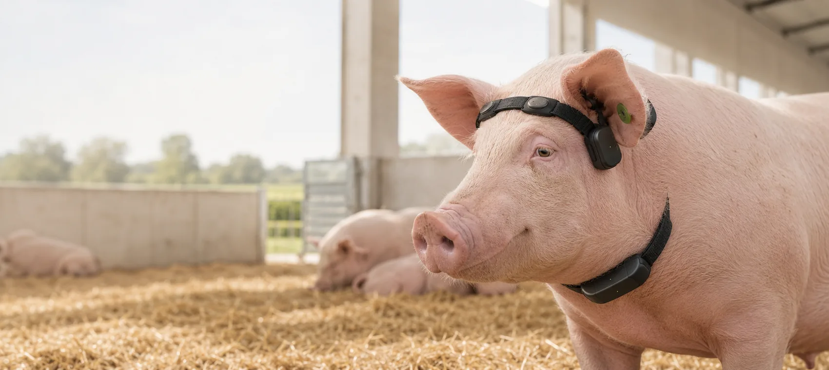 Pig wearing a Ninug sensor